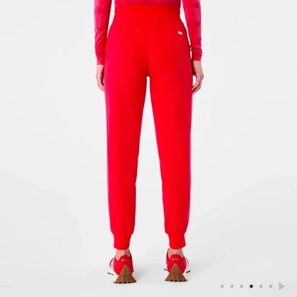Figs High Waisted Zamora Jogger Scrub Pants Pop Red Nurse Hospital size 4XLR New - Picture 8 of 11